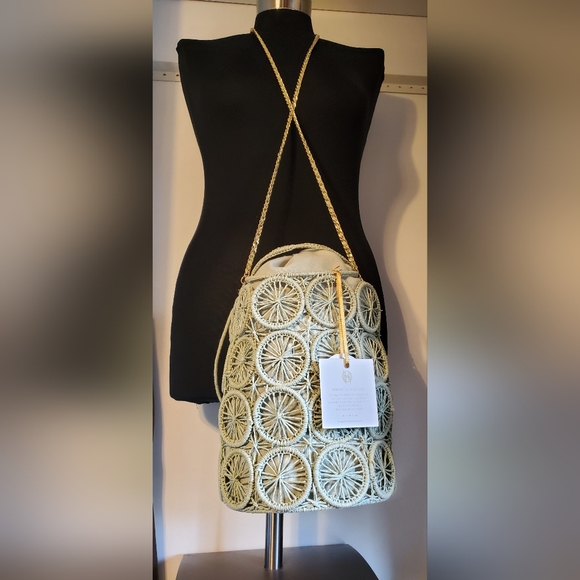 House of Harlow 1960 Rattan Woven Bucket Bag Nwt - Picture 7 of 13